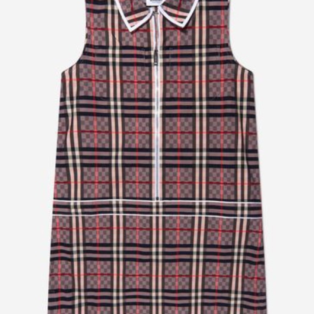 Burb Pink Dress BURBERRY KIDS Girls Cotton Check Sleeveless Dress in Pink